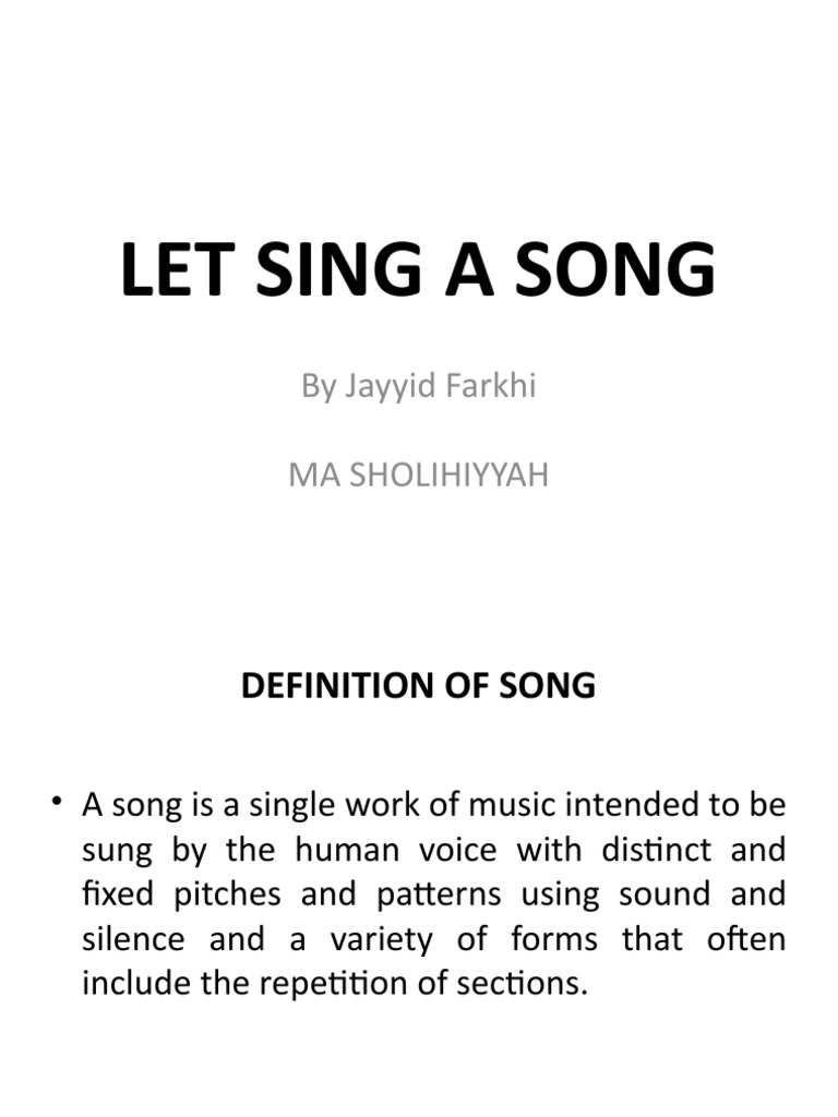 Let's Sing a Song An Analysis of the Key Elements and Social Functions