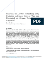 Christians As Levites: Rethinking Early Christian Attitudes Toward War and Bloodshed Via Origen, Tertullian, and Augustine