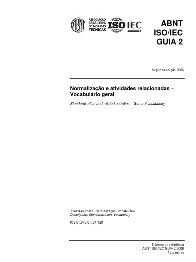 ABNT - ISO - IEC - Definições | Definição | Nações Unidas