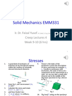 Solid Mechanics EMM331: Ir. Dr. Feizal Yusof Creep Lectures 4 Week 9-10 (6 HRS)