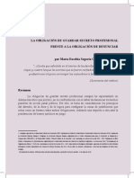 Obligación de Guardar Secreto Profesional Frente A La Obligacion de Denunciar