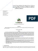 Evidence Based Approach Using Multivariate Regression Analysis and Machine Learning Algorithms To Discover Effect of CBD On Arthritis Patients