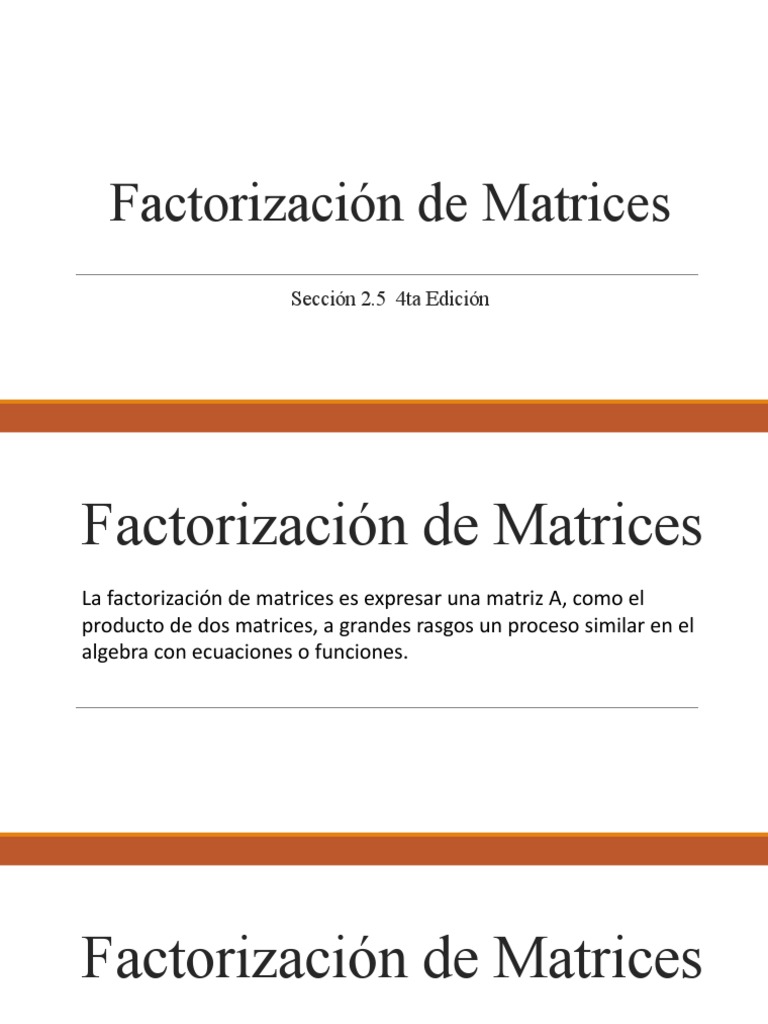 Factorización de Matrices PDF