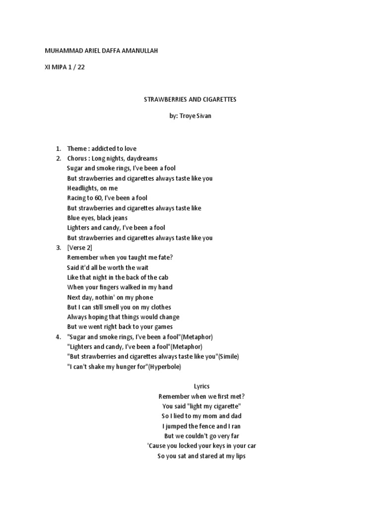 Strawberries and Cigarettes ANALISIS WPS Office PDF
