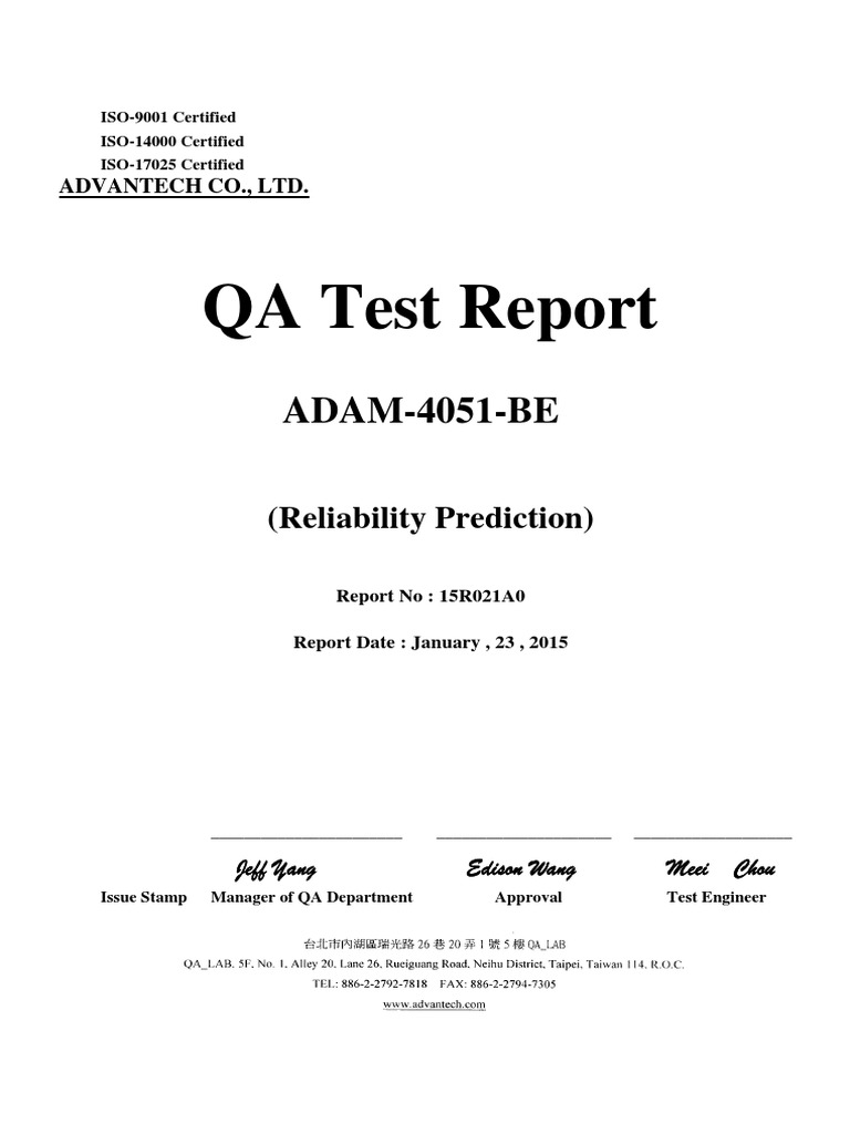 ADAM-4051-BE Reliability Report | PDF | Electrical Network | Capacitor