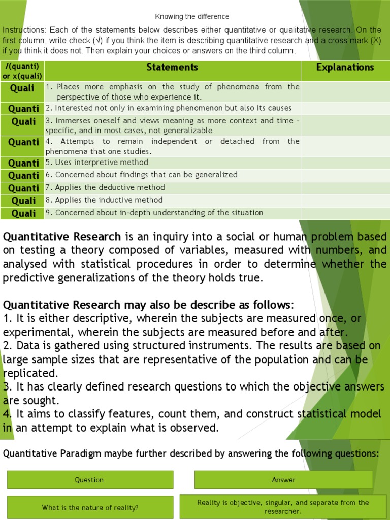 Quantitative vs Qualitative Research Guide | PDF | Quantitative ...