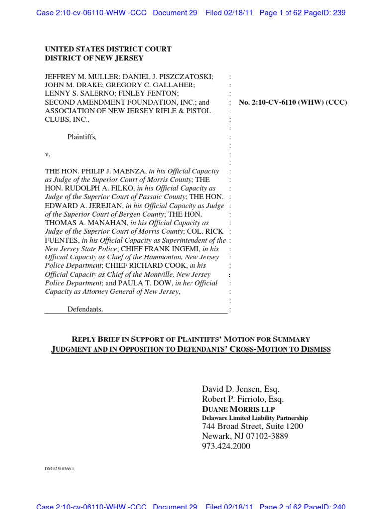 SAF Reply Brief in Support of Motion For Summary Judgement and in Opposition To Motion To