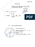 Warm Up: 1. An Isosceles Triangle Has Side Lengths 20 M, 26 M, and 26 M. Find The Length of The Altitude To The Base