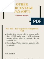 Other Percentage Tax (Opt) : As Amended by TRAIN LAW