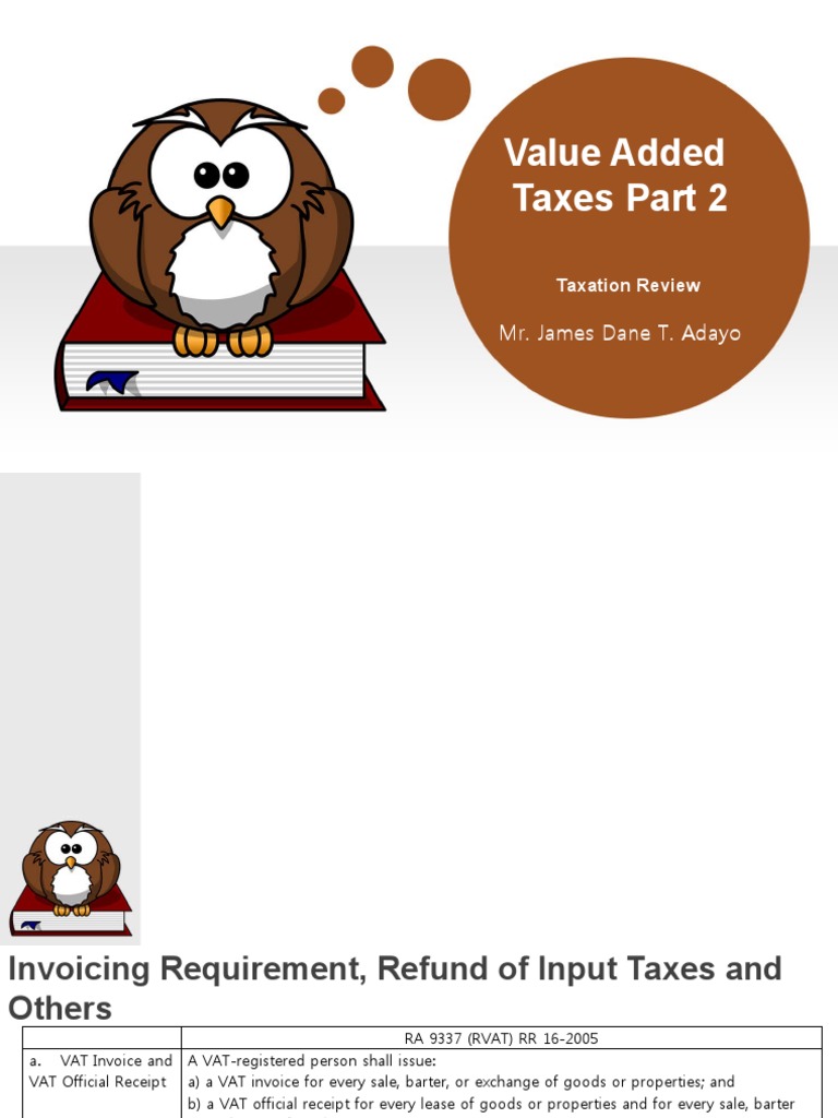 Value Added Taxes Part 2 Pdf Value Added Tax Invoice