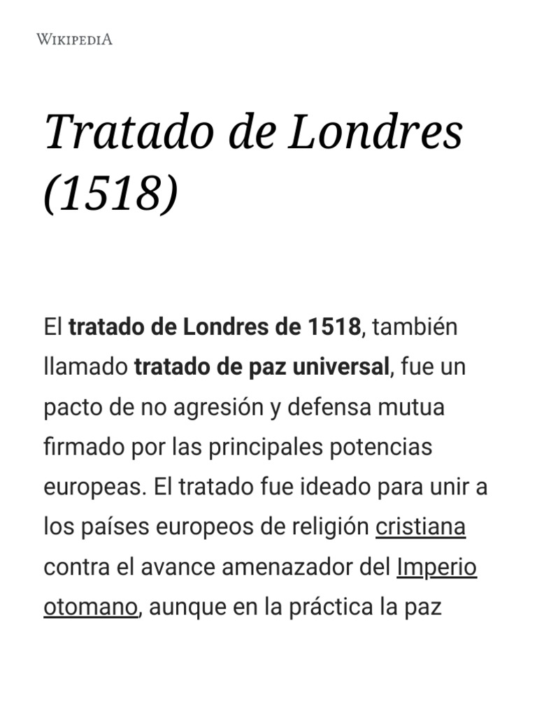 Tratado de Londres (1518) Wikipedia, La Enciclopedia Libre PDF
