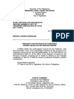 Request For Issuance of Subpoena Duces Tecum, Ad Testificandum