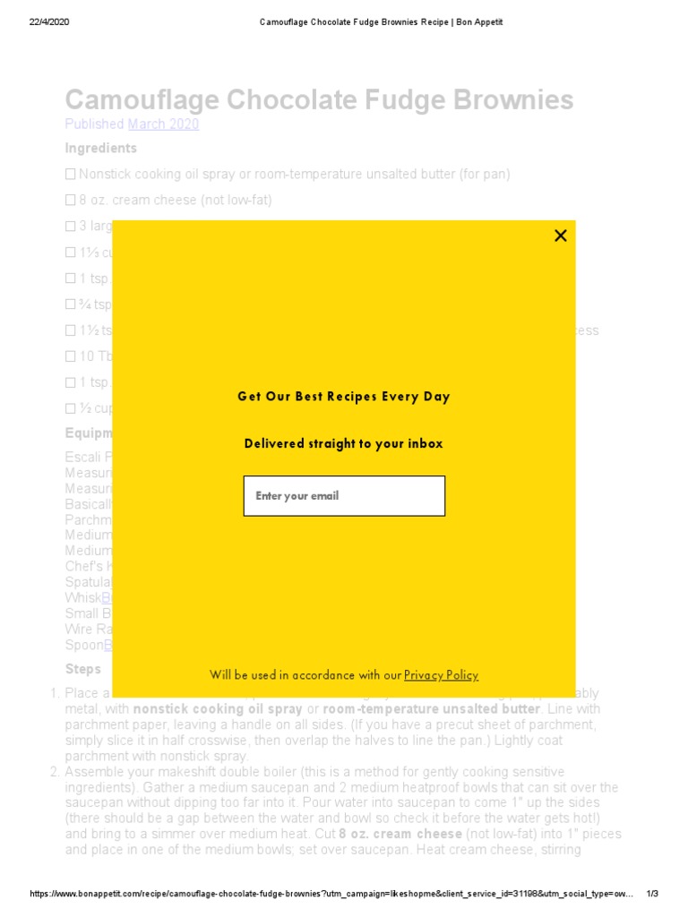 Camouflage Chocolate Fudge Brownies Recipe Bon Appetit PDF