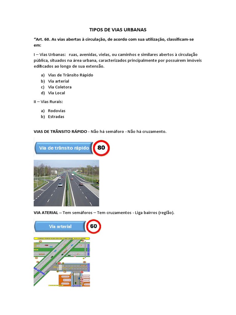 Classificação das Vias Urbanas | PDF