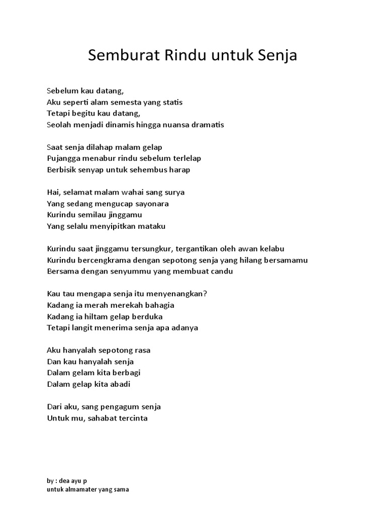 Puisi Rindu untuk Senja | PDF