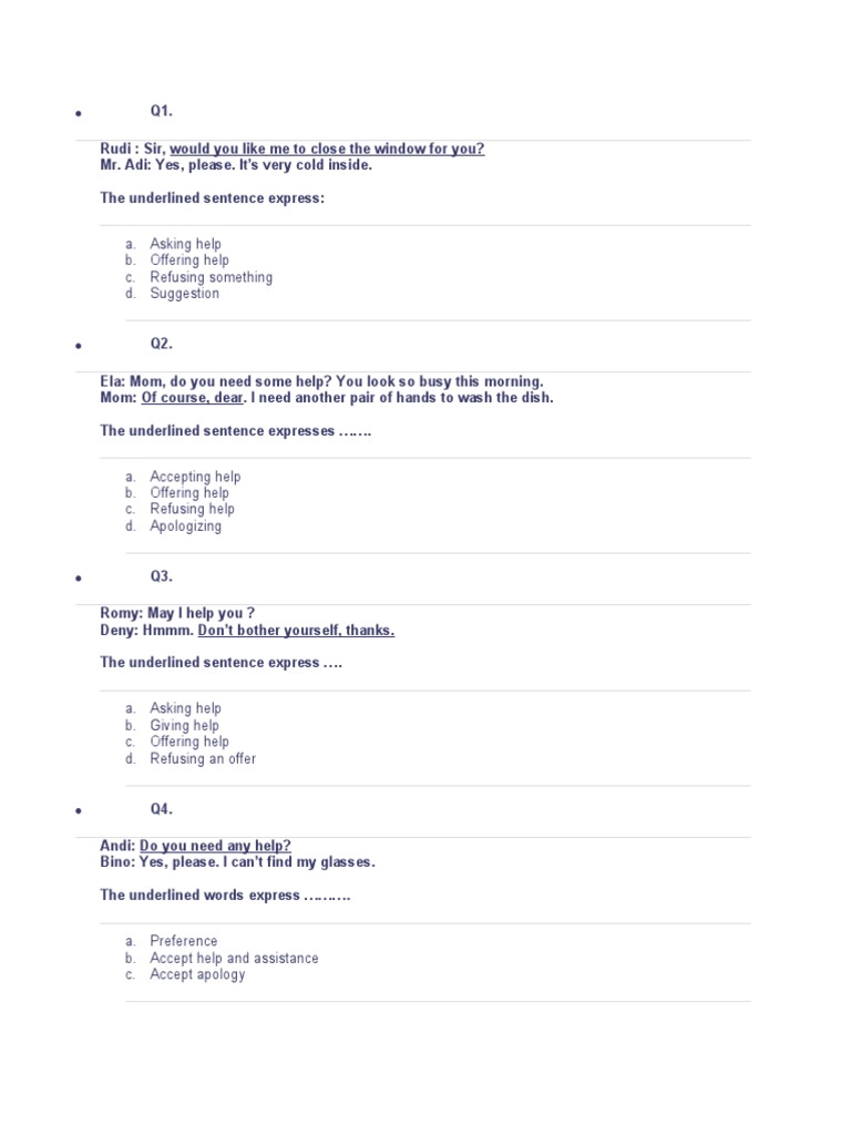 Soal Asking and Offering A Help | PDF
