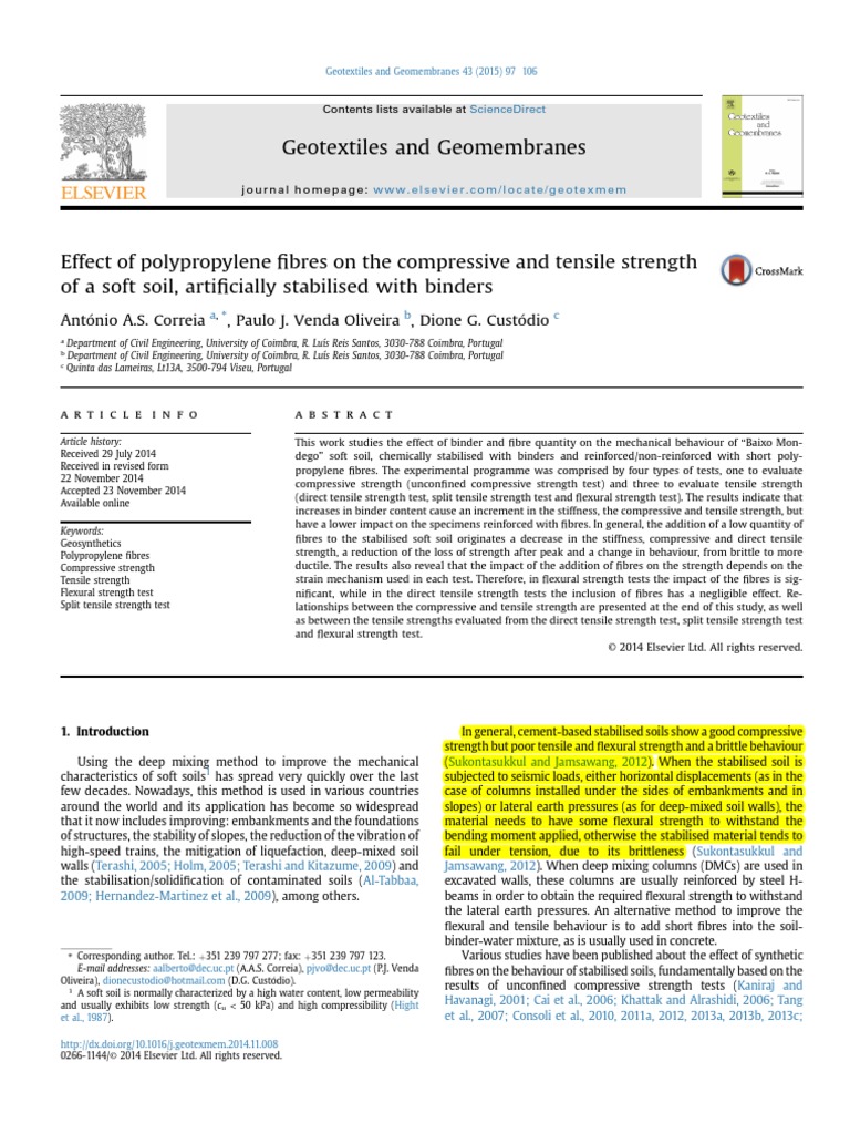 Effect of Polypropylene Fibres On The Compressive and Tensile Strength ...