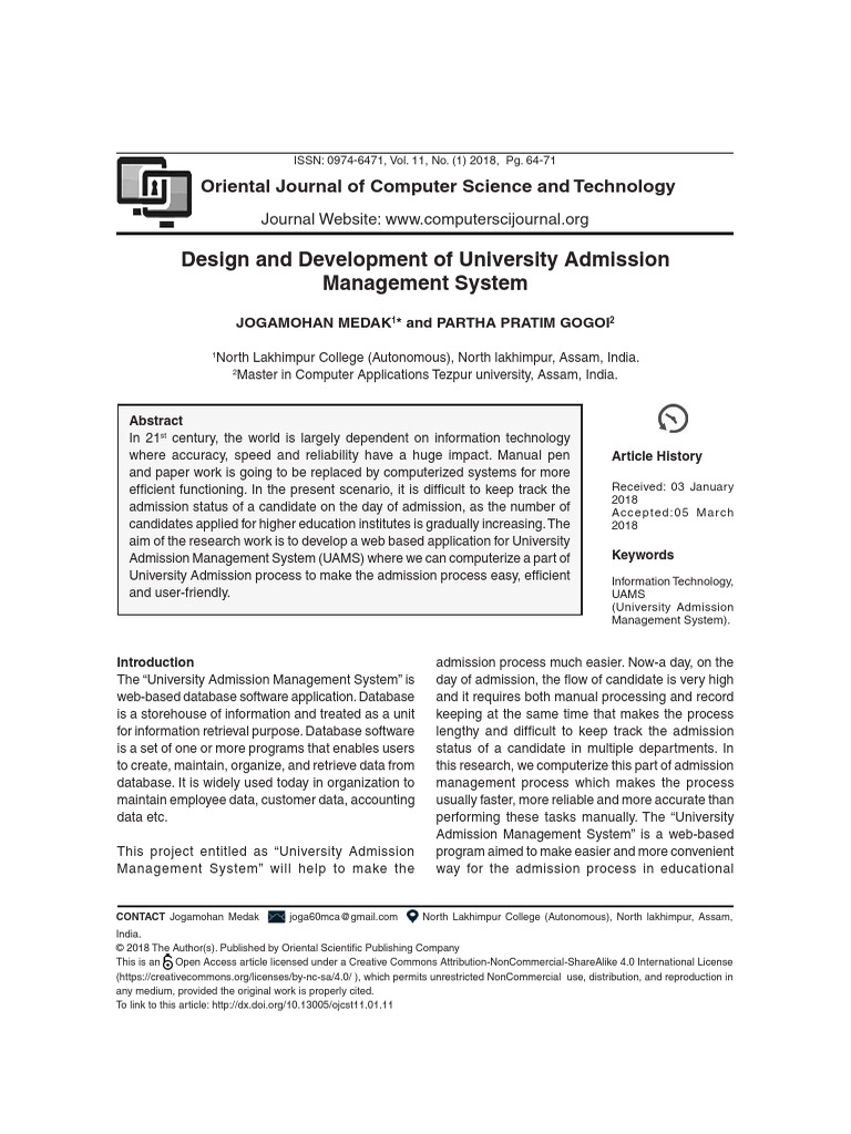 Design and Development of University Admission Management System | PDF ...