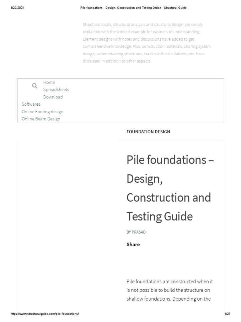 Pile Foundations: Design & Testing Guide | PDF | Deep Foundation ...