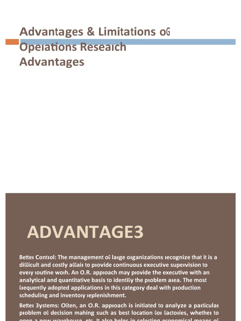 limitations of operations research pdf
