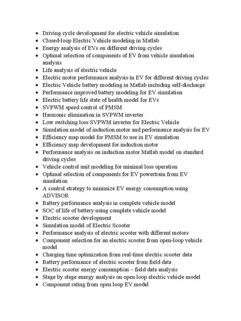 Thesis Topic PDF Electric Vehicle Electric Car