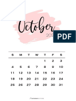 10 Monthly Calendar Pink Brush October 2020 SaturdayGift