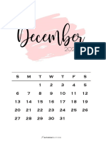 12 Monthly Calendar Pink Brush December 2020 SaturdayGift