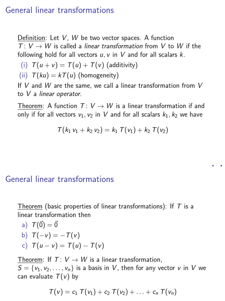 Linear Transformations | PDF | Linear Map | Vector Space