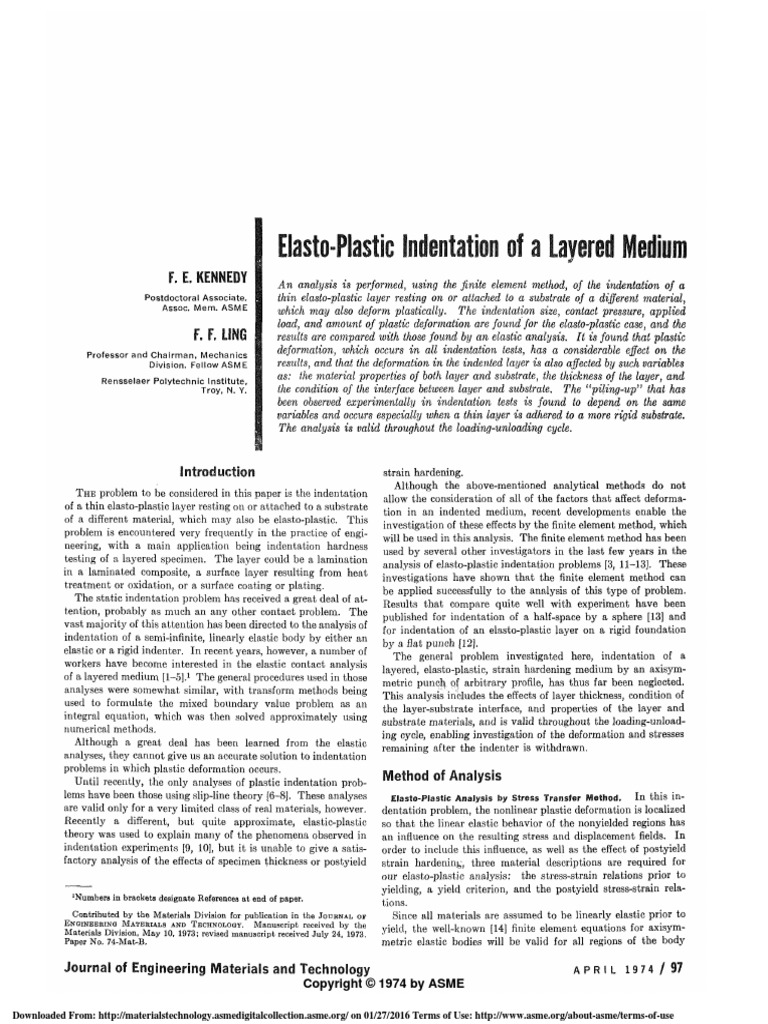 Elasto Plastic Indentation of Layered Medium | PDF | Deformation ...