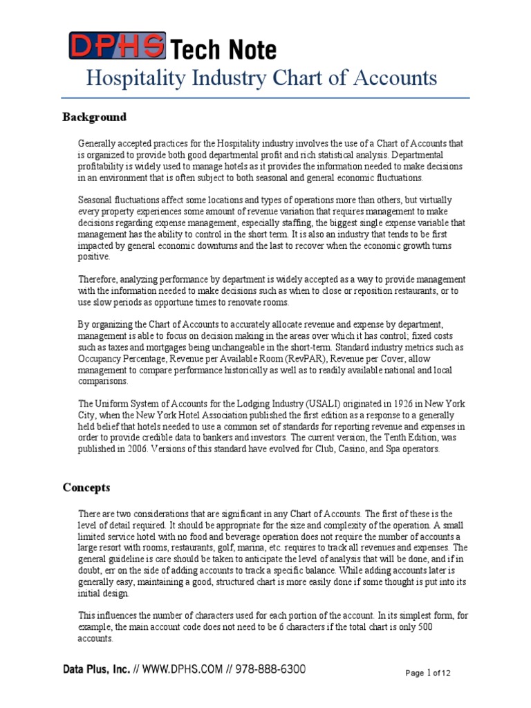 Hospitality Industry Chart of Accounts | PDF | Microsoft Excel | Employment