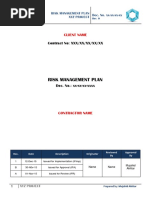 Risk Management Plan: Contract No: XXX/XX/XX/XX/XX