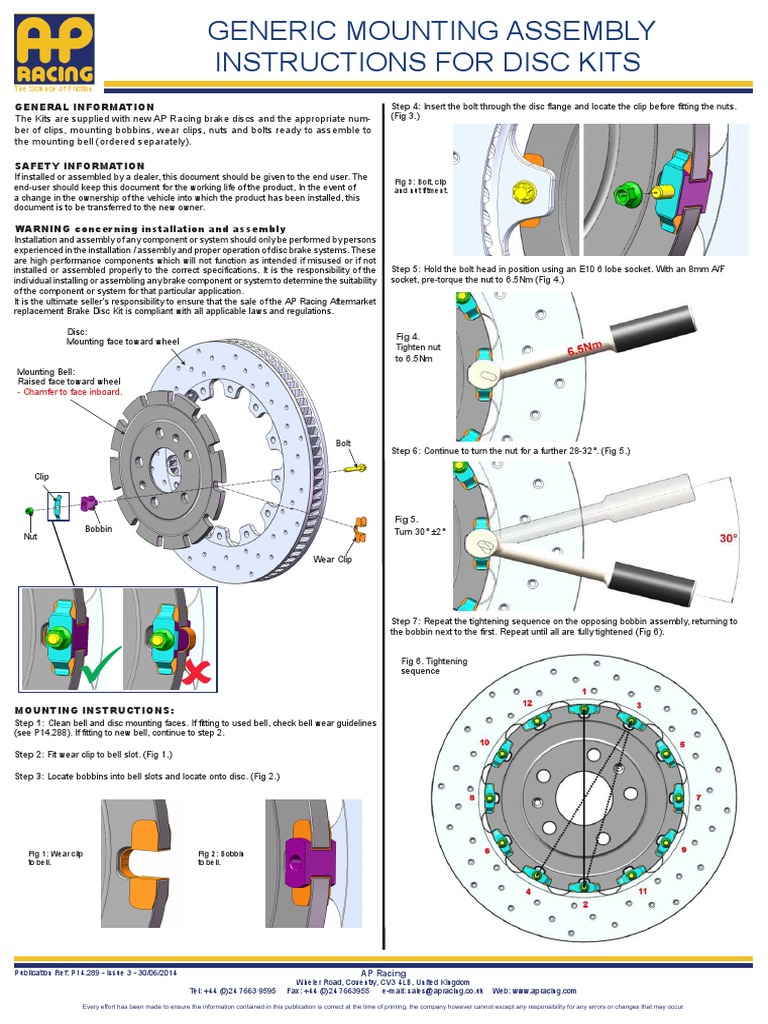 AP Racing Brake Disc Kit Installation Guide | PDF | Nut (Hardware ...