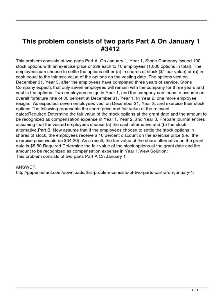 This Problem Consists of Two Parts Part A On January 1 | PDF | Employee ...