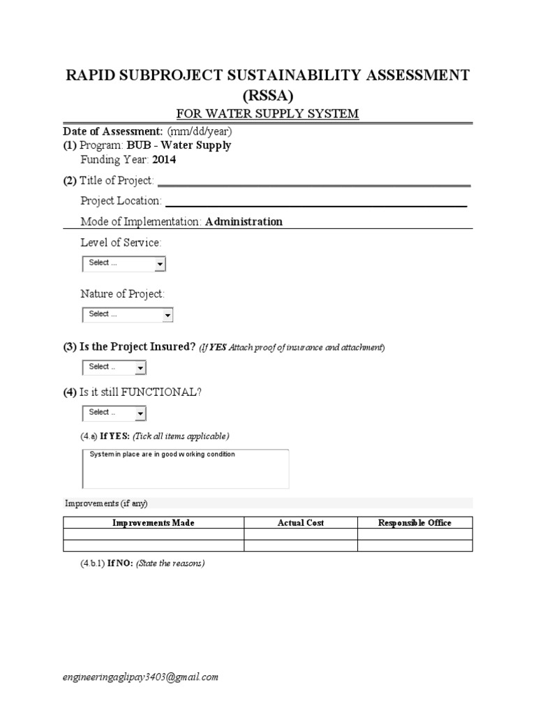 Water Supply System Sustainability Assessment | PDF | Water Supply ...