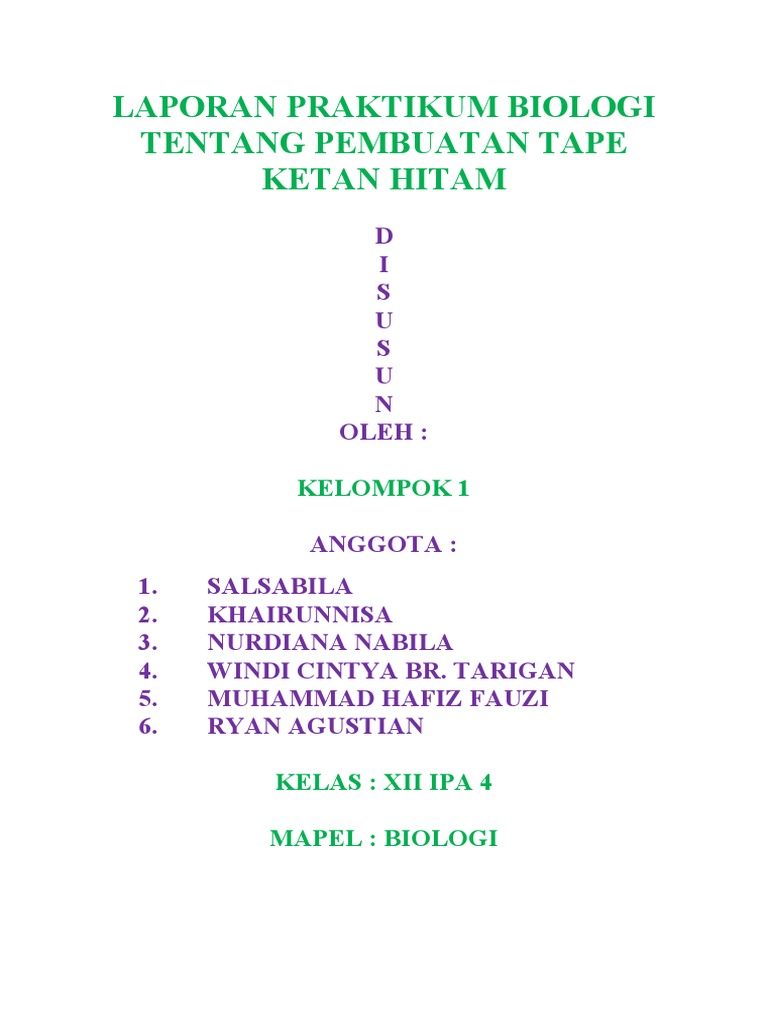 Laporan Praktikum Biologi Pembuatan Tape Ketan Hitam | PDF
