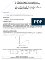 LAB 9: Representation of Position & Orientation in Terms of Vector & Matrices in MATLAB