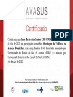 Certificado de conclusão de curso sobre violência