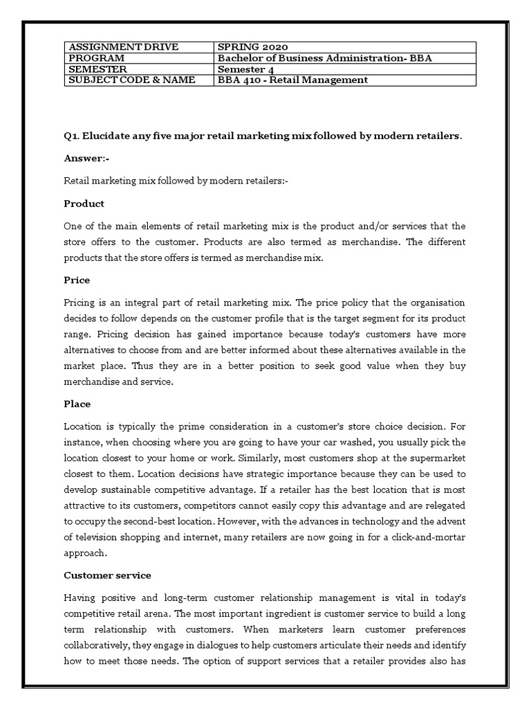BBA410 - Retail Management | PDF | Retail | Gross Margin