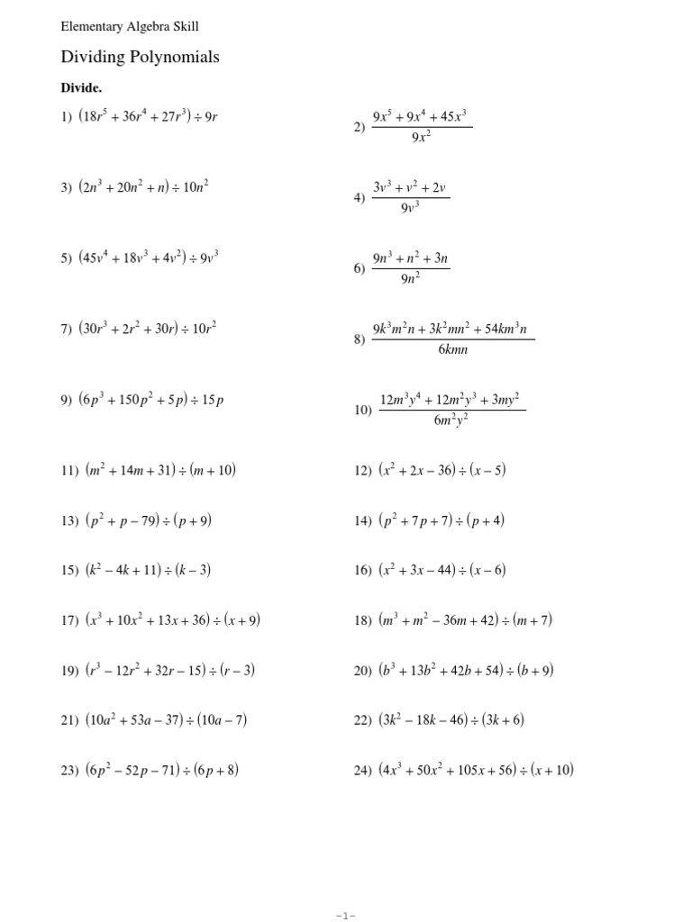 Dividing Polynomials | PDF