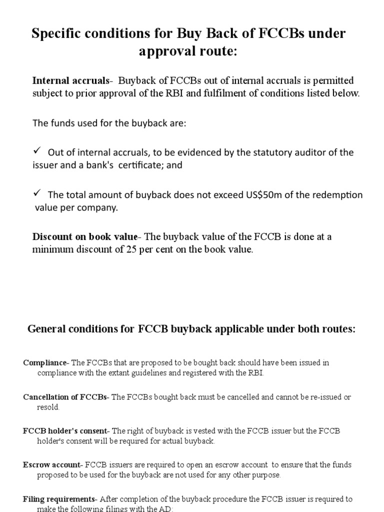 FCCB Buyback Conditions and Guidelines | PDF