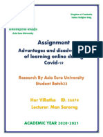 Advantages and Disadvantages of Learning Online During Covid-1
