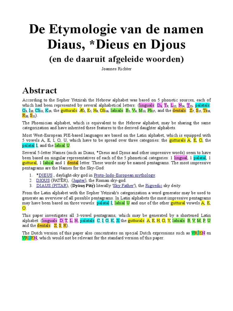 De Etymologie Van de Namen Diaus, Dieus en Djous | PDF