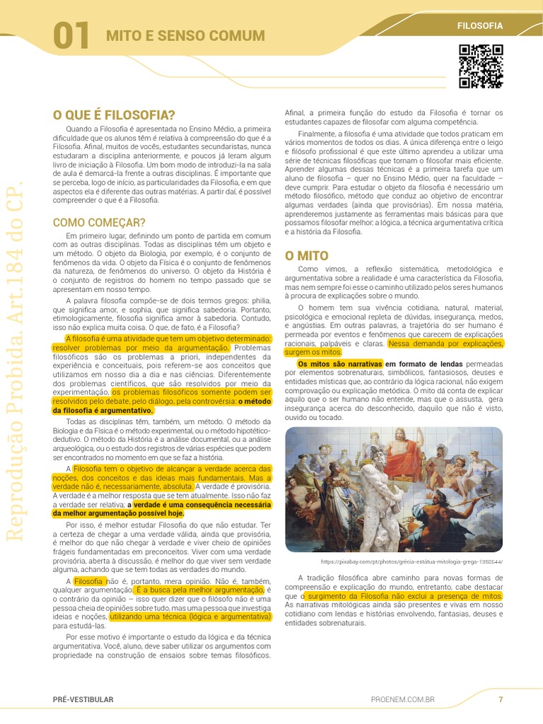 Mito e Senso Comum na Filosofia | PDF | Mitologia grega | Método científico