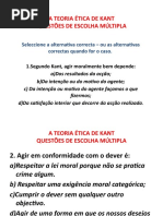 A TEORIA ÉTICA DE KANT - QUESTÕES DE ESCOLHA MULTIPLA