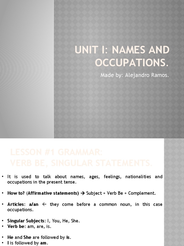 Grammar Guide: Verb Be Usage | PDF | Grammatical Number | Verb