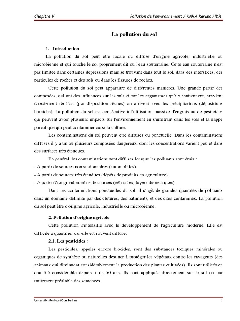 Pollution du sol : causes et impacts | PDF | la pollution | Pesticide