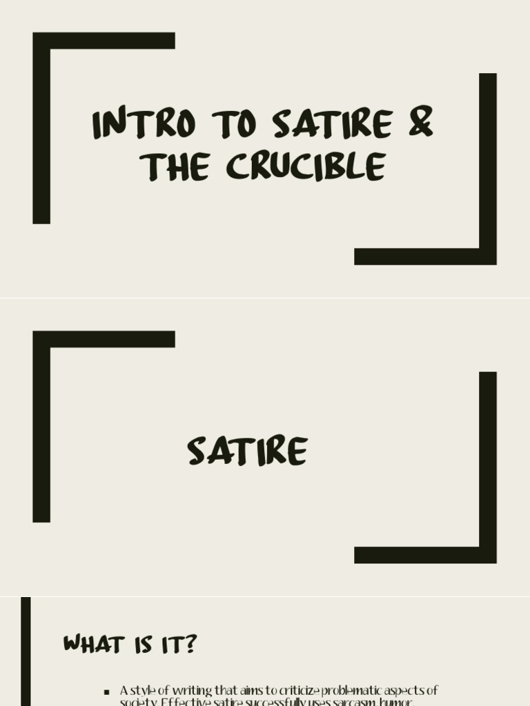 Satire The Crucible PDF Satire Irony