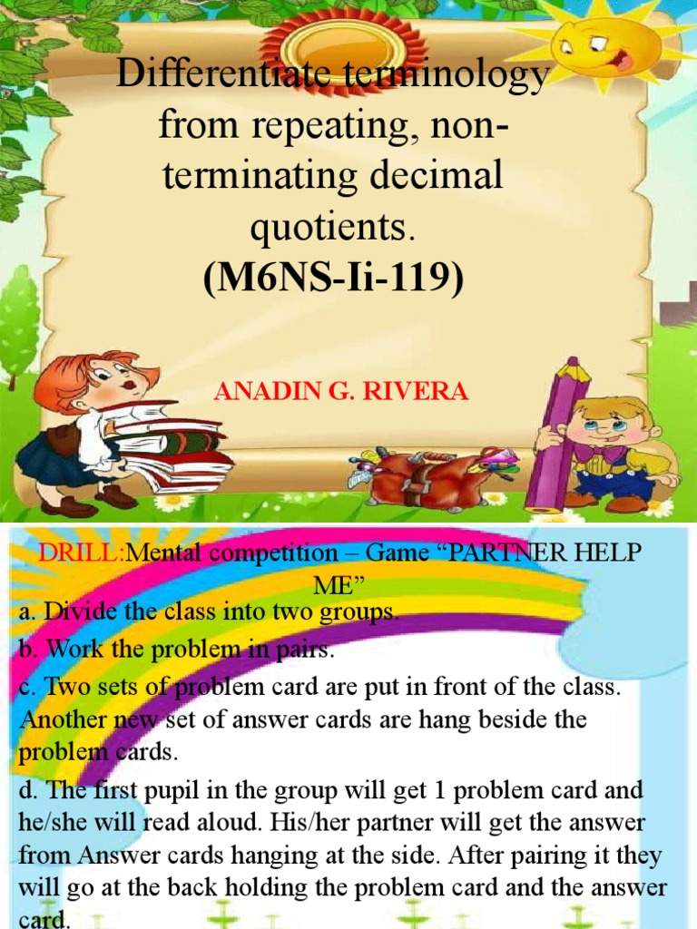Differentiate Terminology From Repeating, Non-Terminating Decimal ...