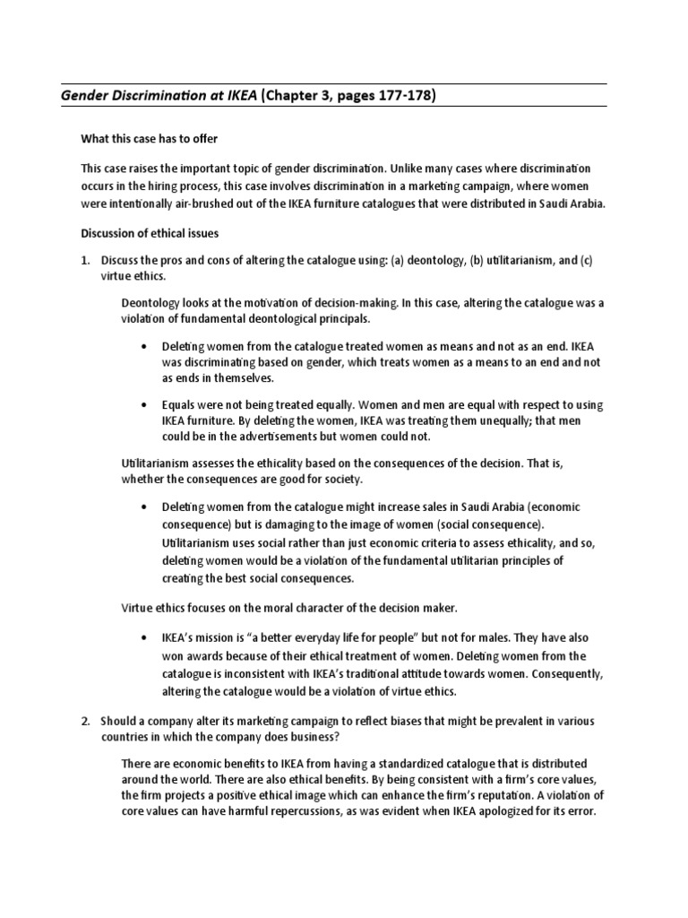 CH3 Case 2 Gender Discrimination at IKEA (Chapter 3, Pages 177178