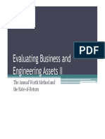 Evaluating Business and Engineering Assets II: The Annual Worth Method and The Rate-of-Return